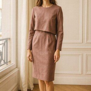 The Fold Fitzrovia Dress Pink Wool UK 16 US 12 Made in UK